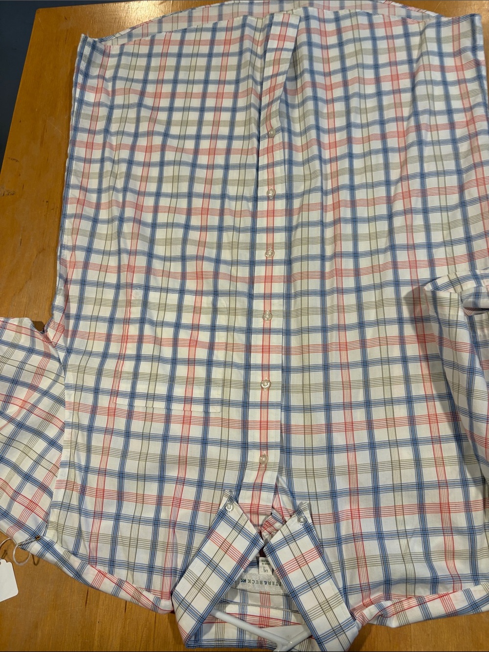 Cutter & Buck Men's Plaid Button-Down Shirt in White, Blue, Red